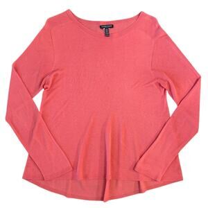 Eileen Fisher Sweater Lightweight Fine Gauge Pullover Coral Size Medium Petite